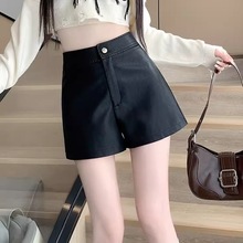 2025新款显瘦阔腿皮裤黑色包臀皮短裤女韩版职业OL高级感外穿裤子