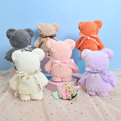 [Large Towel] Bear Gift for Wedding Celebration, Hand Towel, Return Gift Doll, Small Gift, Household Daily Essentials, Wholesale