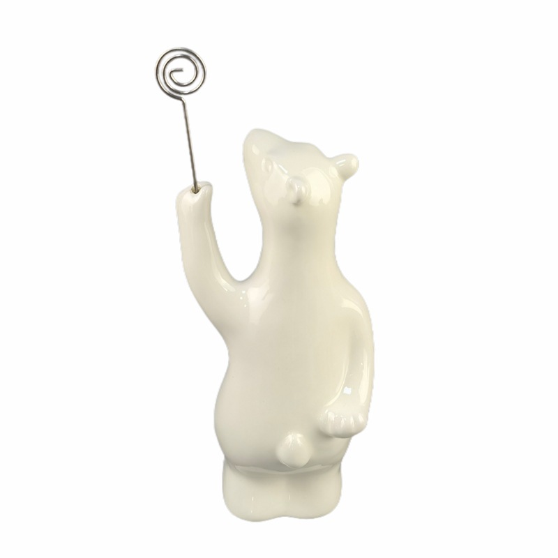 Estrictamente seleccionado nórdico creativo oso blanco cerámica marido navideño muñeco de nieve tarjetero oficina vaca carpeta de mensajes