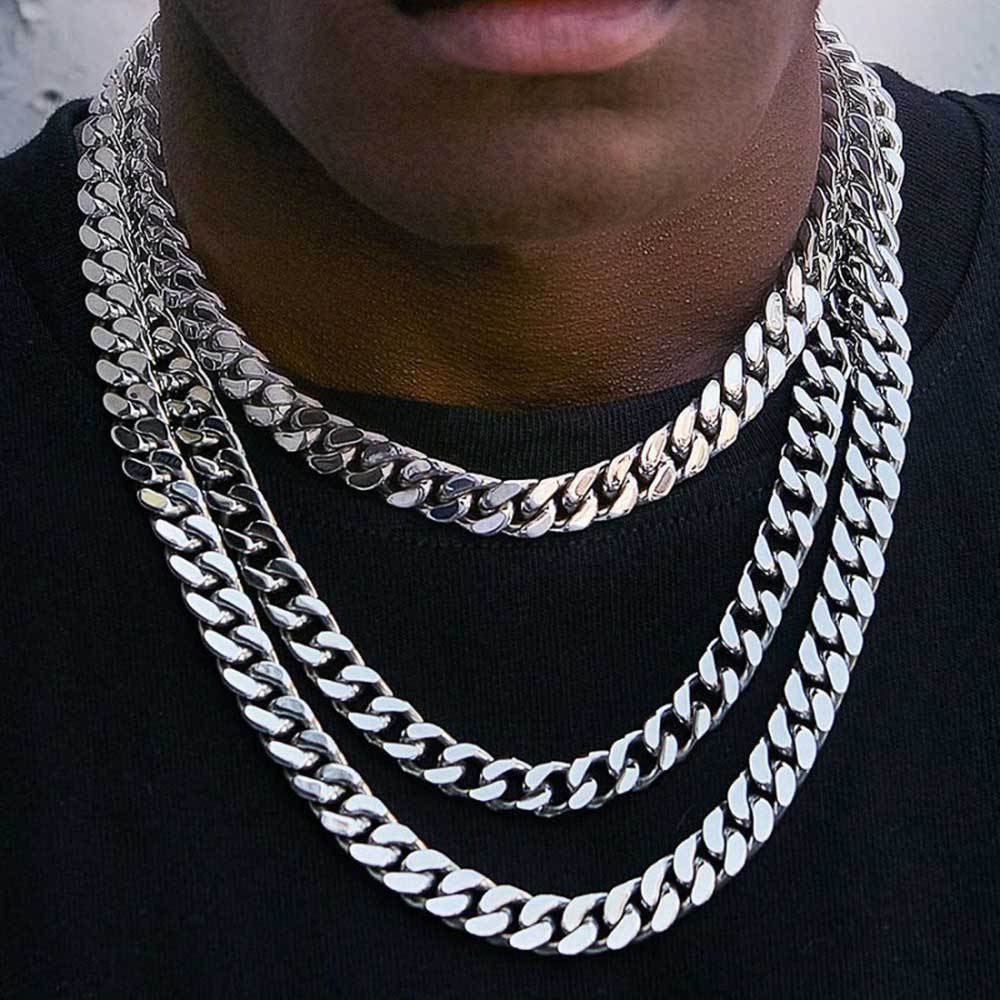 Massive Kubanische Gliederkette Für Herren Aus Edelstahl_voghion.com
