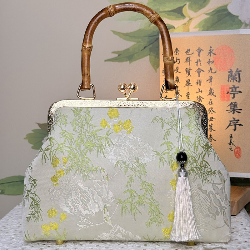 Real Bamboo Joint Finished Product Ethnic Style Casual Fashion Cheongsam Bag Handbag Single Shoulder Crossbody Handbag Multi-Purpose Bag Real Bamboo Joint Finished Product Ethnic Style Casual Fashion Cheongsam Bag Handbag Single Shoulder Crossbody Handbag Multi-Purpose Bag