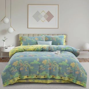 Dt Pure Cotton Combed Long-Staple Cotton Wedding Accessible Luxury Category a Double-Layer Yarn Four-Piece Set Plus Quilt Cover for All Seasons