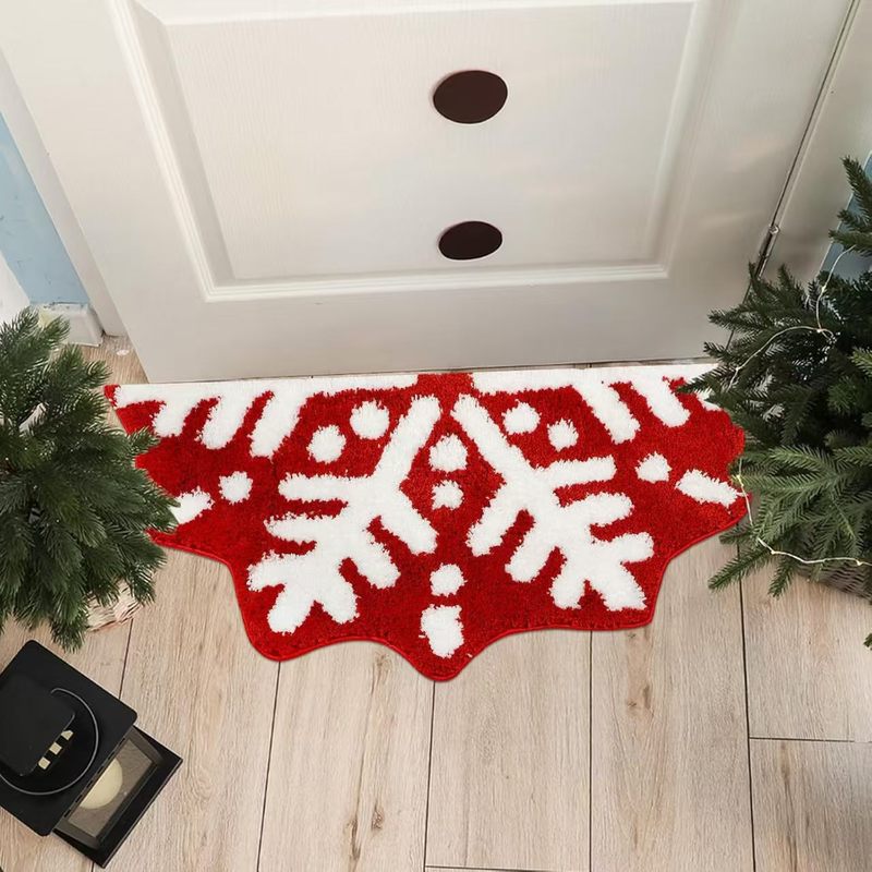 クロスボーダー TEMU 特殊形状クリスマス雰囲気模造カシミヤフロアマット玄関簡単ケアフットマットリビングルーム装飾フロアマット|undefined