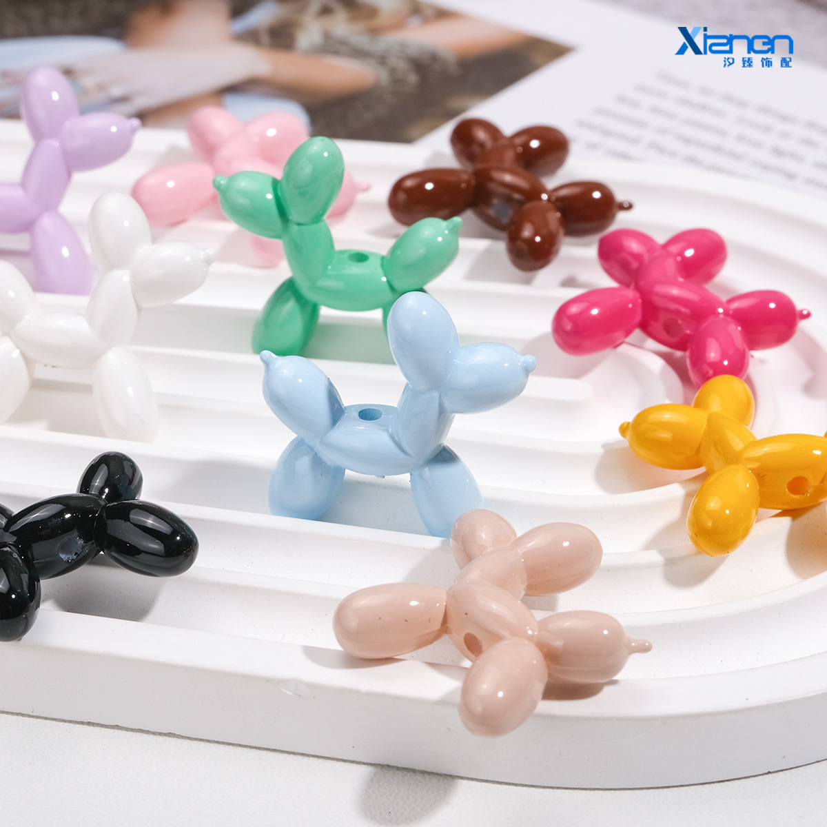 컬러 페인트 천공 개 테디 개 스트레이트 홀 가방 체인 구슬 휴대 전화 팔찌 diy 보석 액세서리