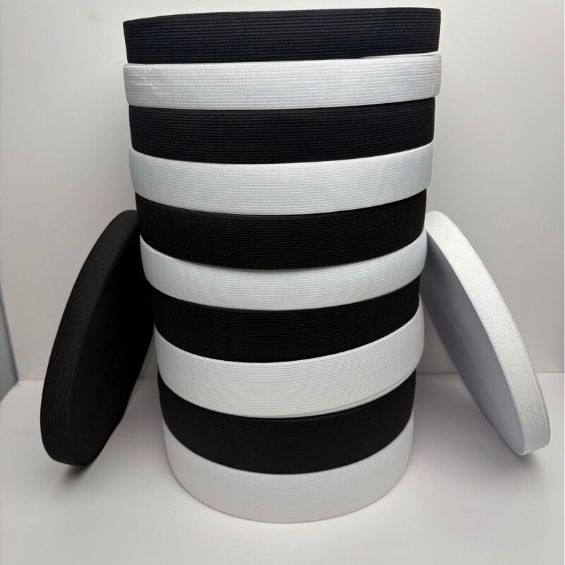 Black and White Tight-Fitting Crochet Elastic Waistband, Plain Weave, Wide Latex Rubber Band, Thickened Elastic Band, High Elasticity