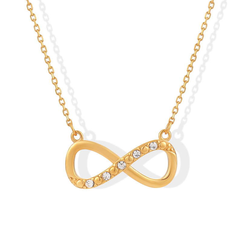 European and American cross-border hot sale elegant light luxury high-grade digital 8-word titanium steel necklace female loop symbol clavicle necklace