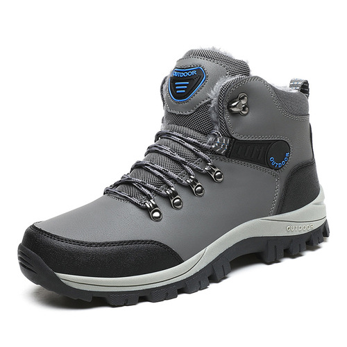 Winter Plus Size Fleece Hiking Boots, Warm Snow Boots for Men, Men's High-Cut Cotton Boots, Thick Sole Outdoor Casual Shoes