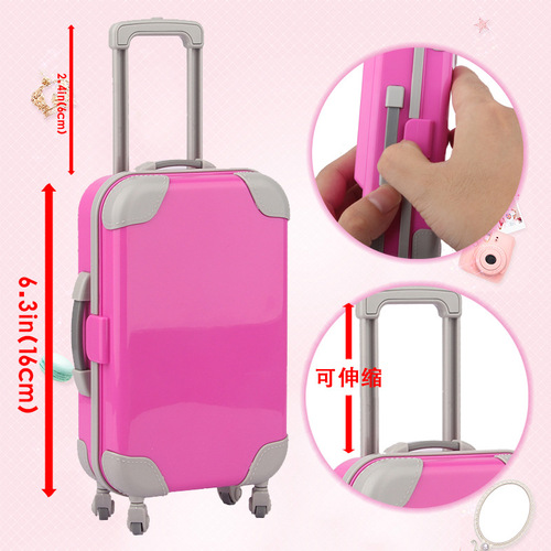 Travel Luggage for Kids, 18-inch American Girl Doll Accessories, Airplane Tickets, US Dollars, Credit Cards, Passports, Cameras