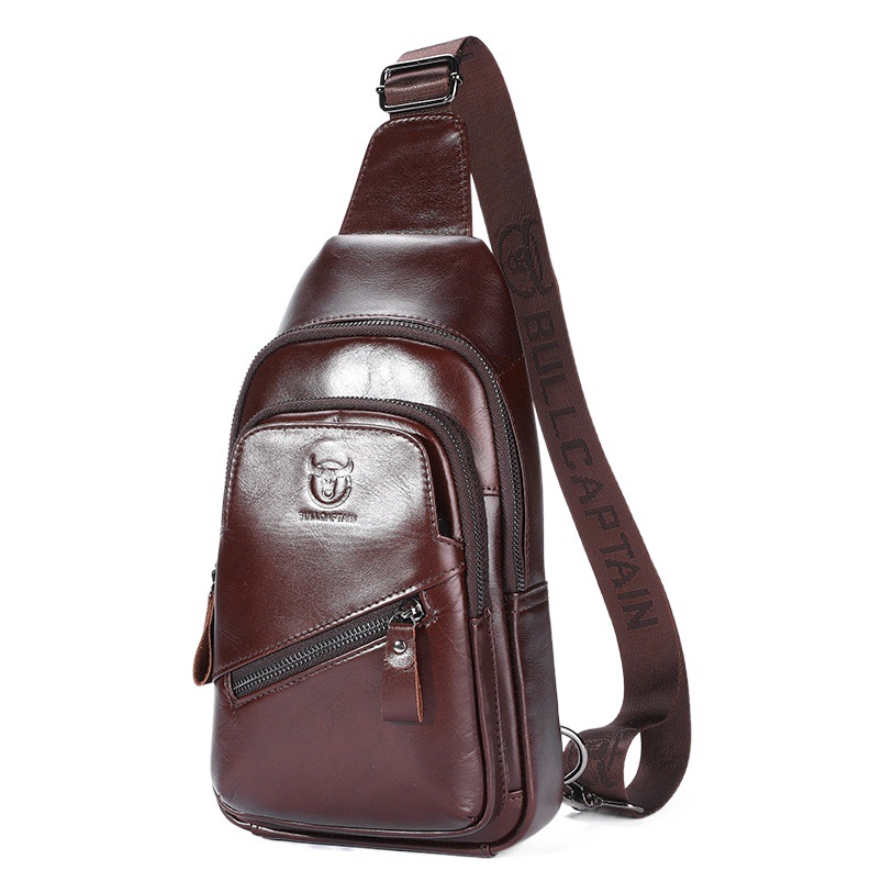Captain Niu's High-End Large-Capacity Genuine Leather Men's Shoulder Crossbody Chest Bag First-Layer Cowhide Tablet iPad Mobile Phone Waist Bag