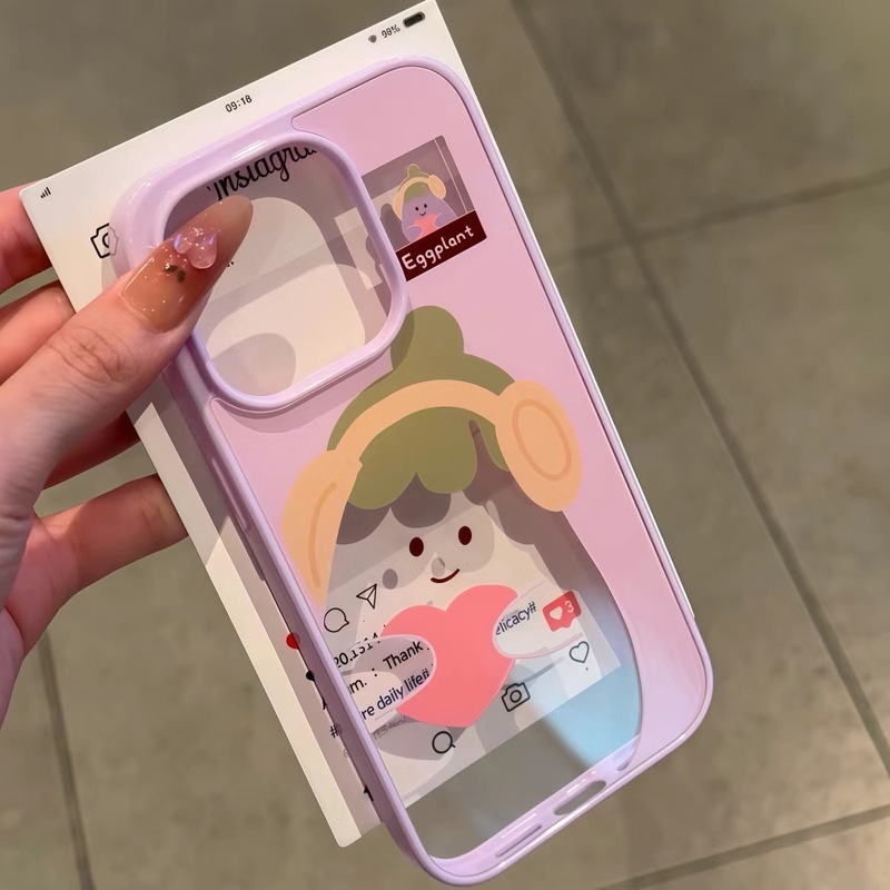 中空野菜小動物デザインのApple 16 Pro Max、iPhone 13、14、15対応のハードケース、女性向けクリエイティブな漫画風デザイン|undefined