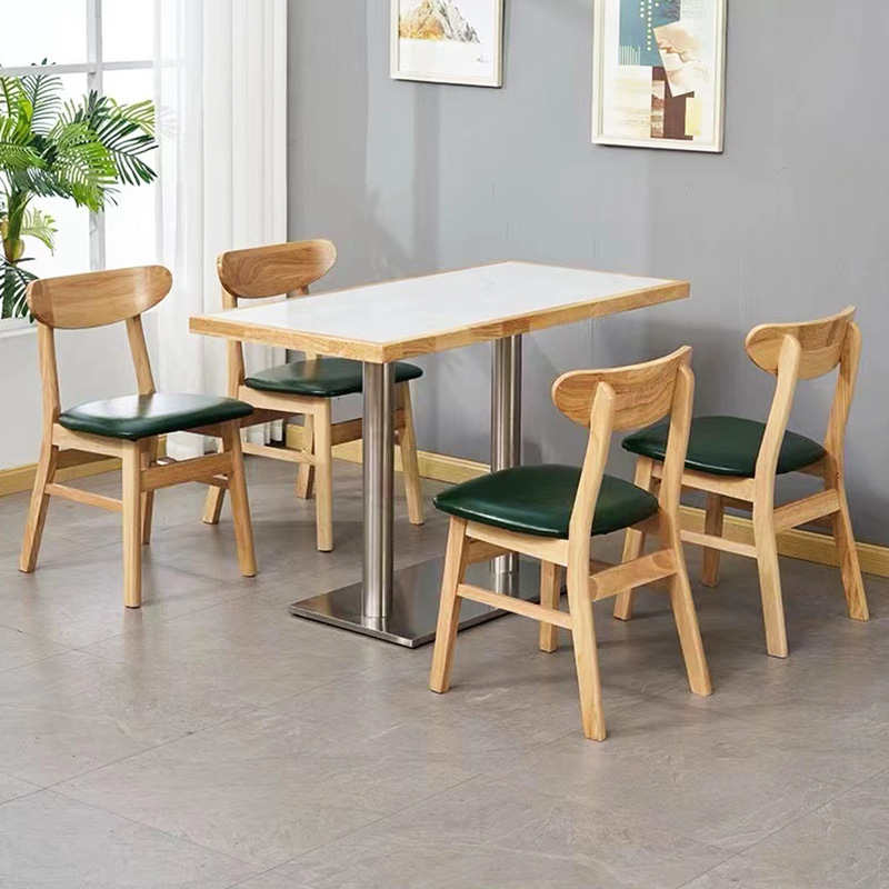 테이블 1개, 의자 4개, 리얼 슬레이트 원목 테두리, 짙은 녹색 쿠션