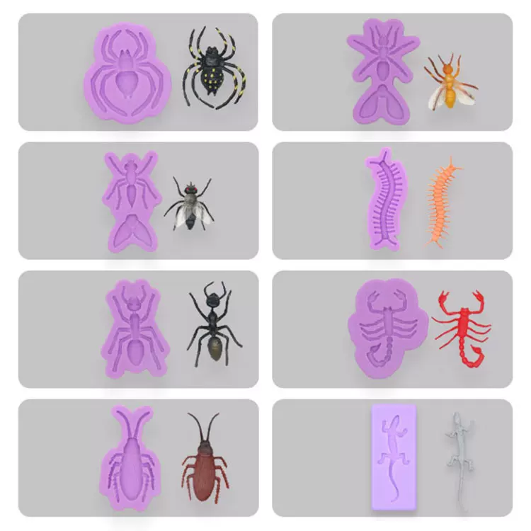 仿真昆虫翻糖模具 DIY创意手工巧克力蛋糕装饰蜘蛛蜈蚣蝎子硅胶模