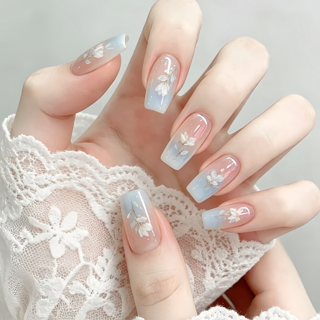 Verano dopamina corta uñas de uñas uñas altas lunares franceses tinte rojo temperamento dulce chica caliente estudiante
