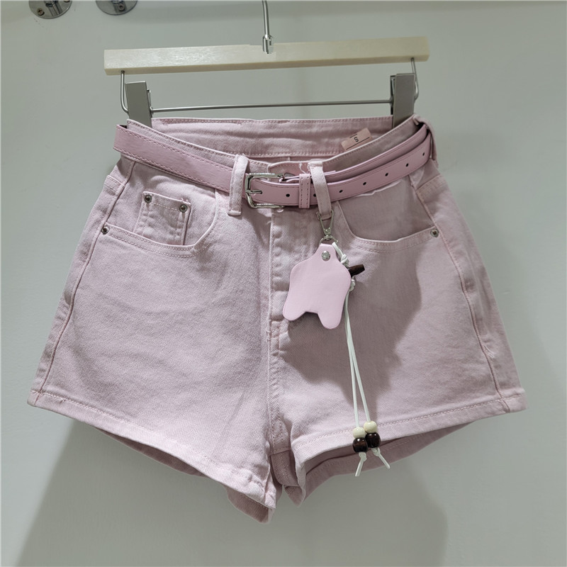Pantalones Cortos de Mezclilla Lavada para Mujer Corte A con Elástico image 2