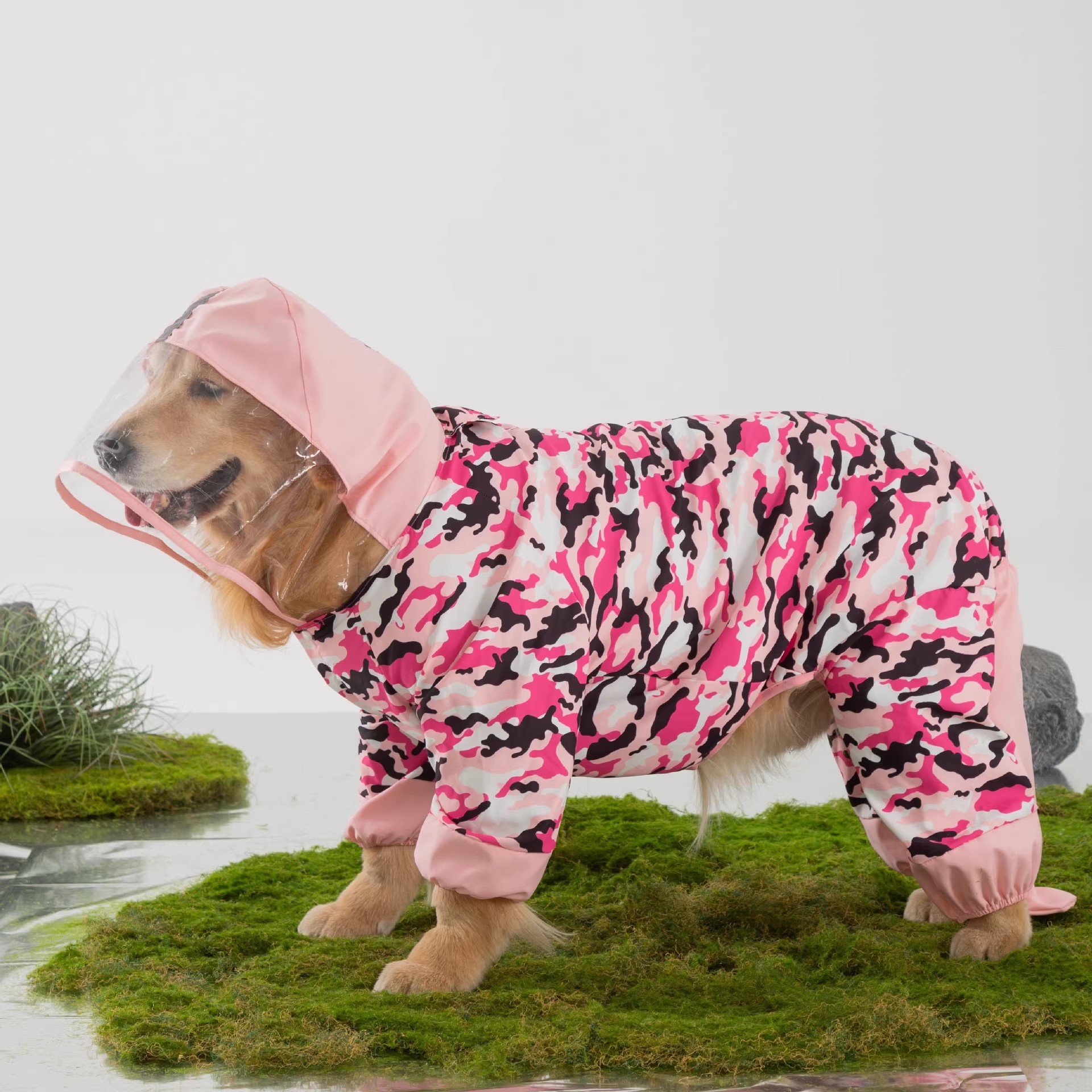 Perro clásico neutral completo impermeable para perros grande grande perro grande golden retriever todo incluido con cola de cinturón impermeable ropa para mascotas