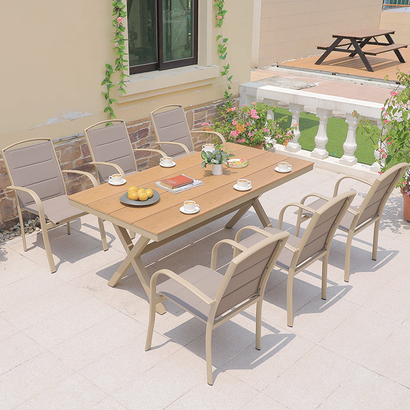 * silla de tela de red Rick + Mesa de madera plástica 220 * 90cm-2