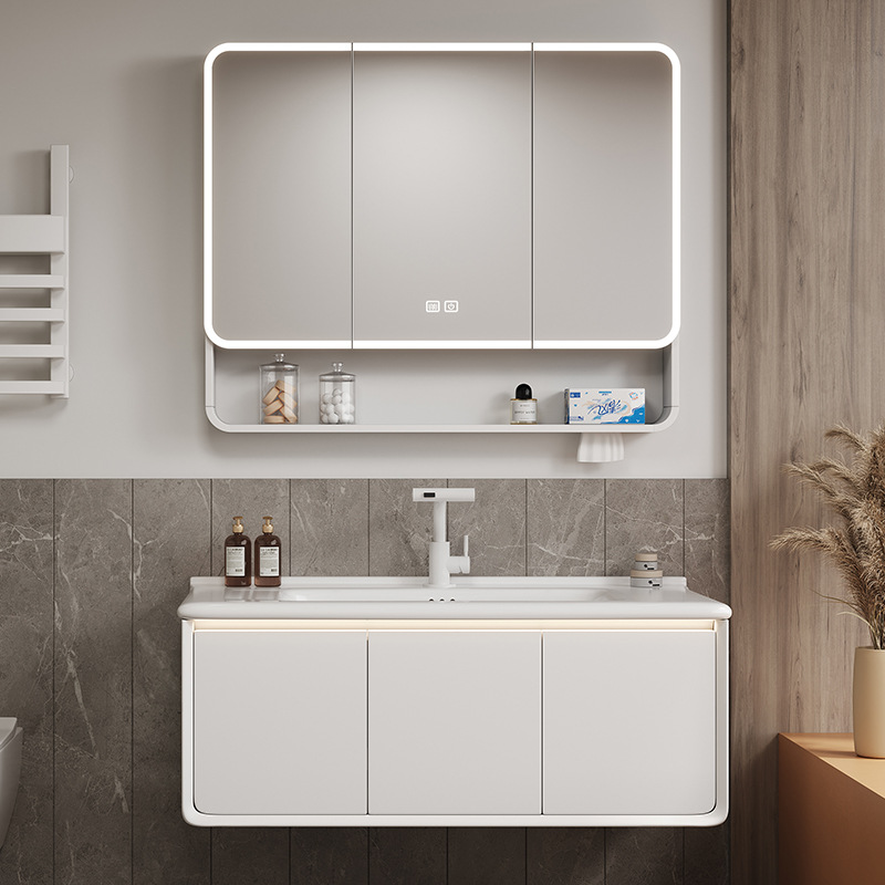 armario de baño de aire de arco de crema grueso cerámica de abeja lavabo integral lavabo de baño lavabo de mano combinación lavabo