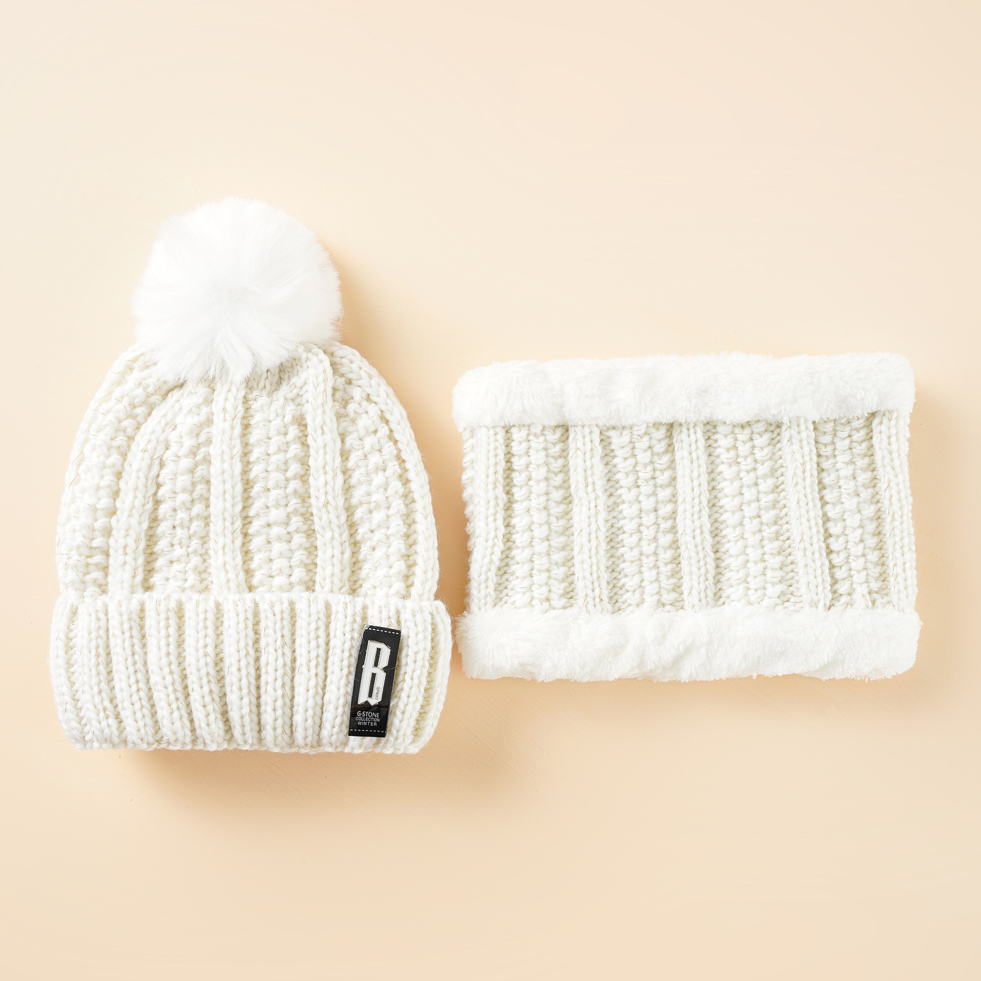 Otoño e Invierno con forro polar cálido sombrero de punto al aire libre sombrero de lana a prueba de frío hombres y mujeres suéter sombrero bufanda traje de dos piezas image 7