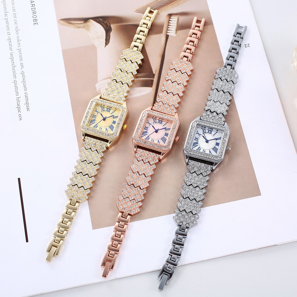 kuum müük mood Roman Wenzhong Diamond square naiste käekell naiste käekell kvartskell_voghion.com