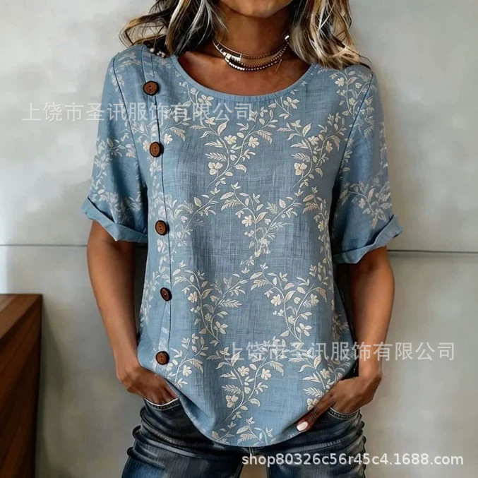 Women's V-Neck Plus-Size Short-Sleeve T-Shirt, New Trendy Loose-Fitting T-Shirt, Direct Factory Wholesale, Affordable Tops Women's V-Neck Plus-Size Short-Sleeve T-Shirt, New Trendy Loose-Fitting T-Shirt, Direct Factory Wholesale, Affordable Tops