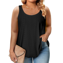 2025亚马逊夏季新款独立站欧美Tiktok跨境大码女装宽松镂空小背心