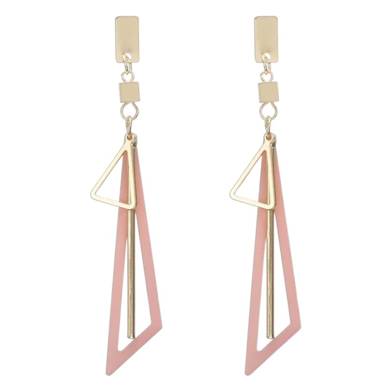 Pendientes largos huecos de moda - Triángulo geométrico de colores para mujer - Pendientes colgantes de estilo coreano elegante para otoño/invierno