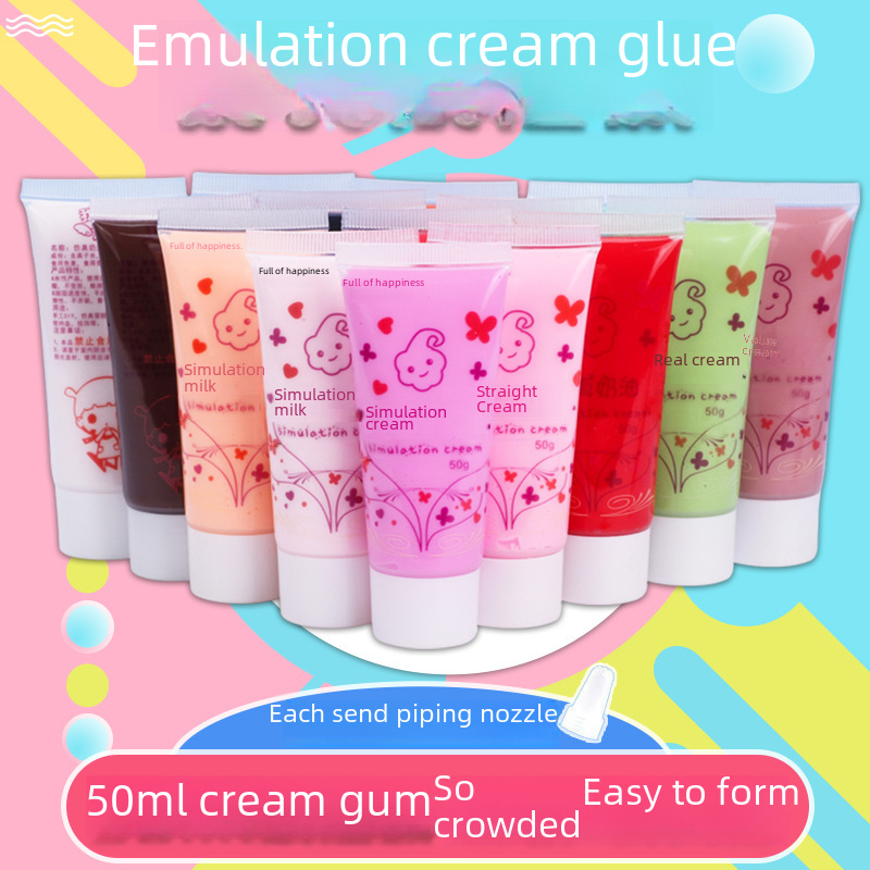 크림 접착제 액세서리 휴대 전화 케이스 뷰티 접착제 33 컬러 부동액 50ML 수동 DIY 소재 시뮬레이션 크림 접착제 50G