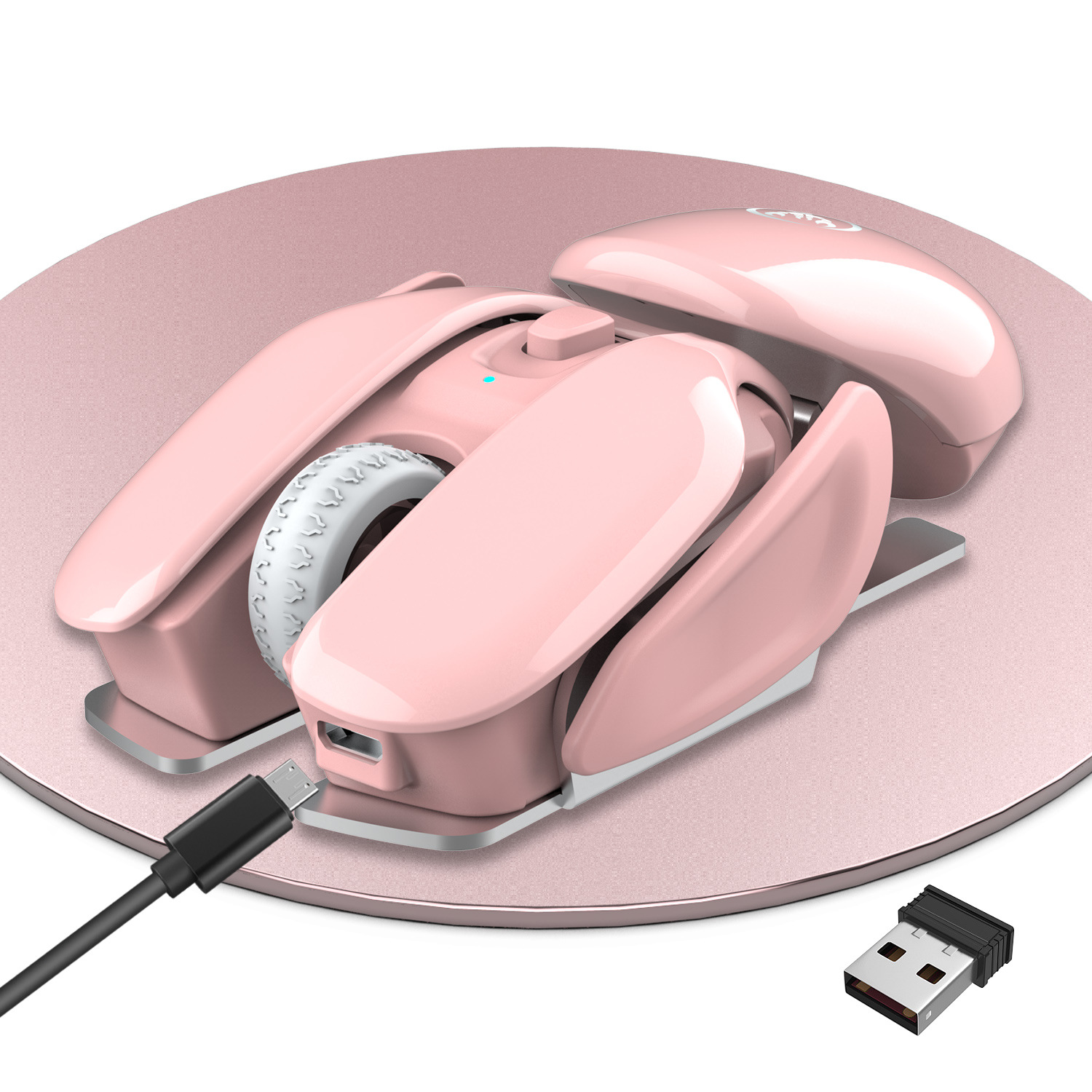 Mysz bezprzewodowa 2.4G, 3. bieg 1600 DPI, regulowana 4D, elegancka faktura UV, wbudowana bateria 500 mAh, wygodny uchwyt_voghion.com