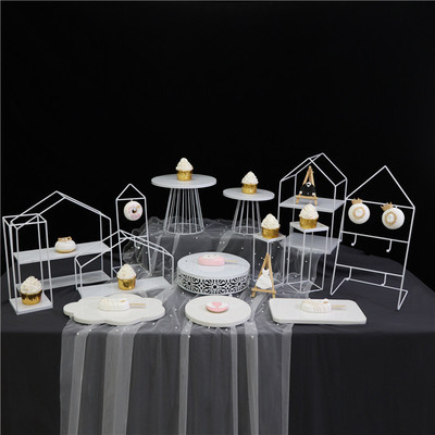 Soporte de postre soporte de exhibición soporte de la torta bandeja de la torta de hierro té break decoración mesa de la boda Europea tarde té merienda stand