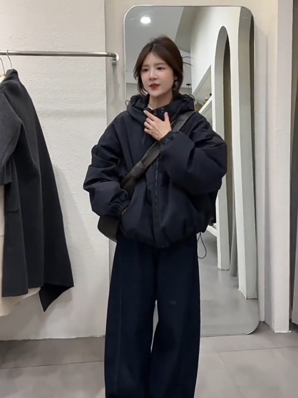 美式棉服女短款外套冬季2025新款休闲韩版百搭小个子工装棉服上衣|undefined