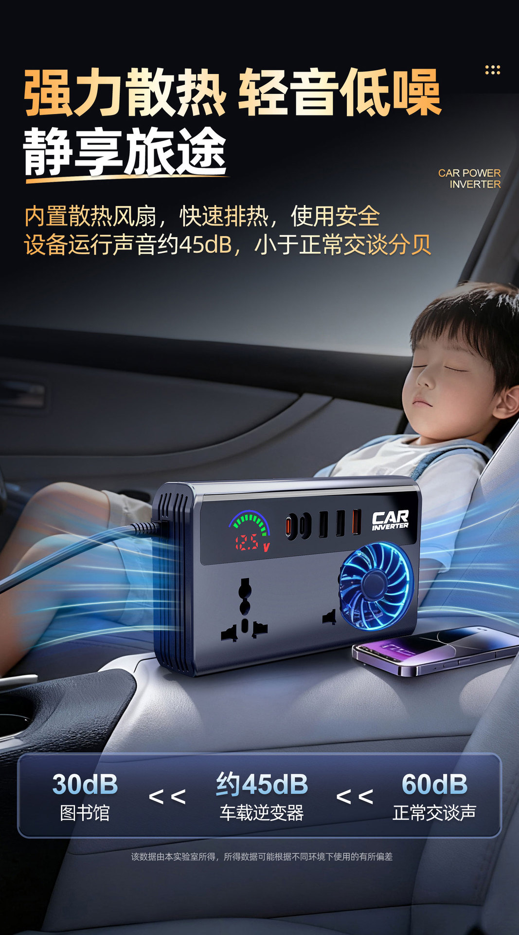 Car Inverter 12V24V to 220V Universal High-Power Fast Charging Multi-Function Power Converter for Cars and Trucks