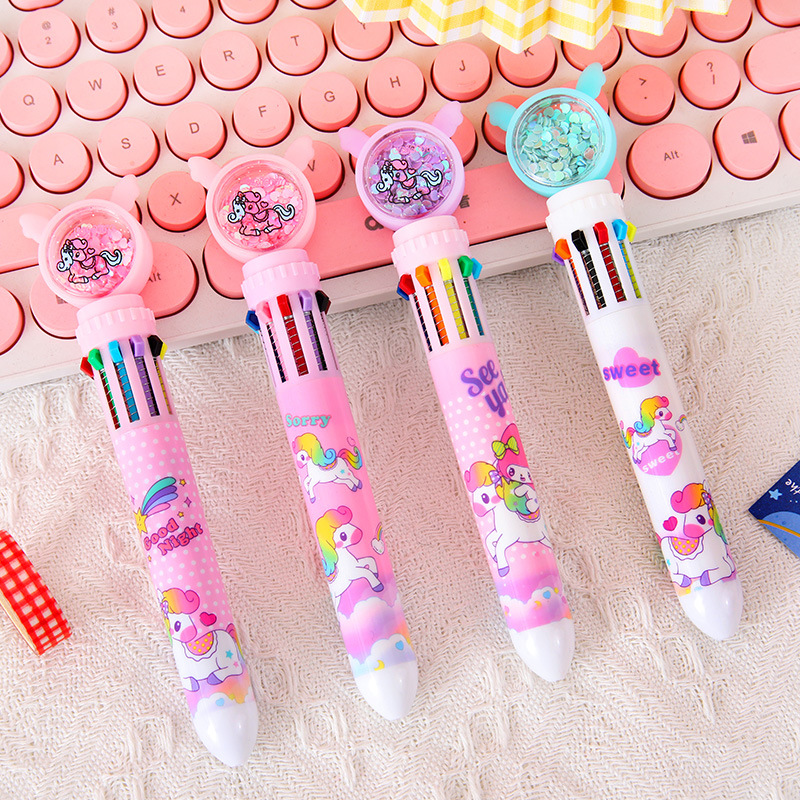 Cute lápiz de bolas de diez colores de dibujos animados de alto valor visual de lápiz marcador de notas de aprendizaje cultural de estudiantes lápiz