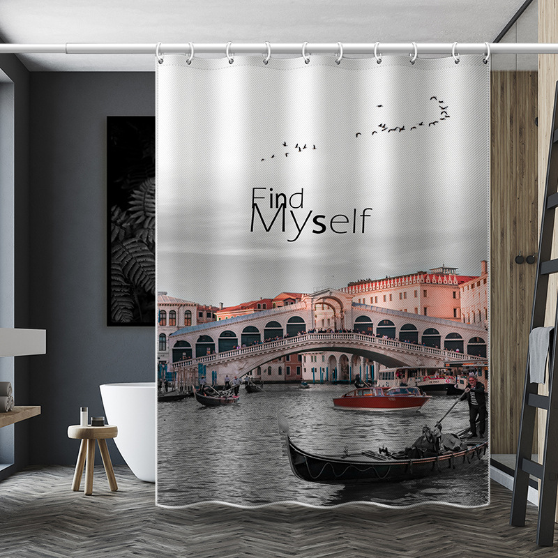 retro Street Scene Venice Water City Bridge European And American Architecture Thickened Waterproof Bathroom_voghion.com