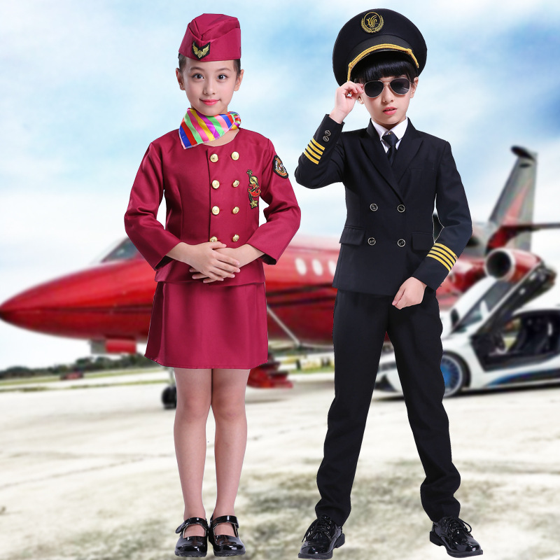 Chinese captain child pilot uniform flig...