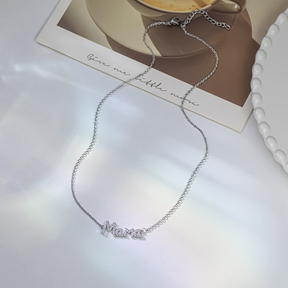 MAMA Letter Titanium Steel Plating Rhinestones Necklace_colorza_6