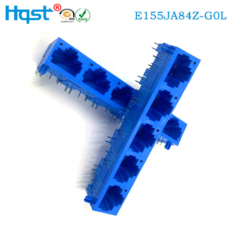 RJ45 switch router with 1*5 full plastic left green single lamp opening up 8P4 network port connector