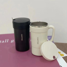 包邮清仓法式咖啡杯送勺子 高颜值304不锈钢水杯带手柄办公杯批发