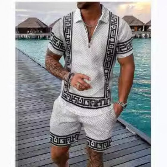 2024POLO zipper shirt short sleeve suit independent station cross-border Europe and the United States men's new independent station supply leisure transportation