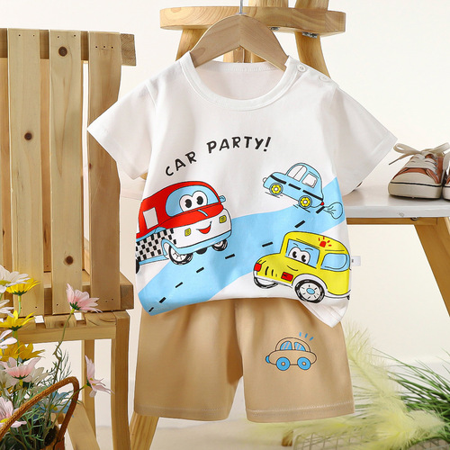 Summer Children's Short Sleeve Shorts Set Pure Cotton T for Boys and Girls Baby Clothes Thin Style Children's Wear 2025 for Boys
