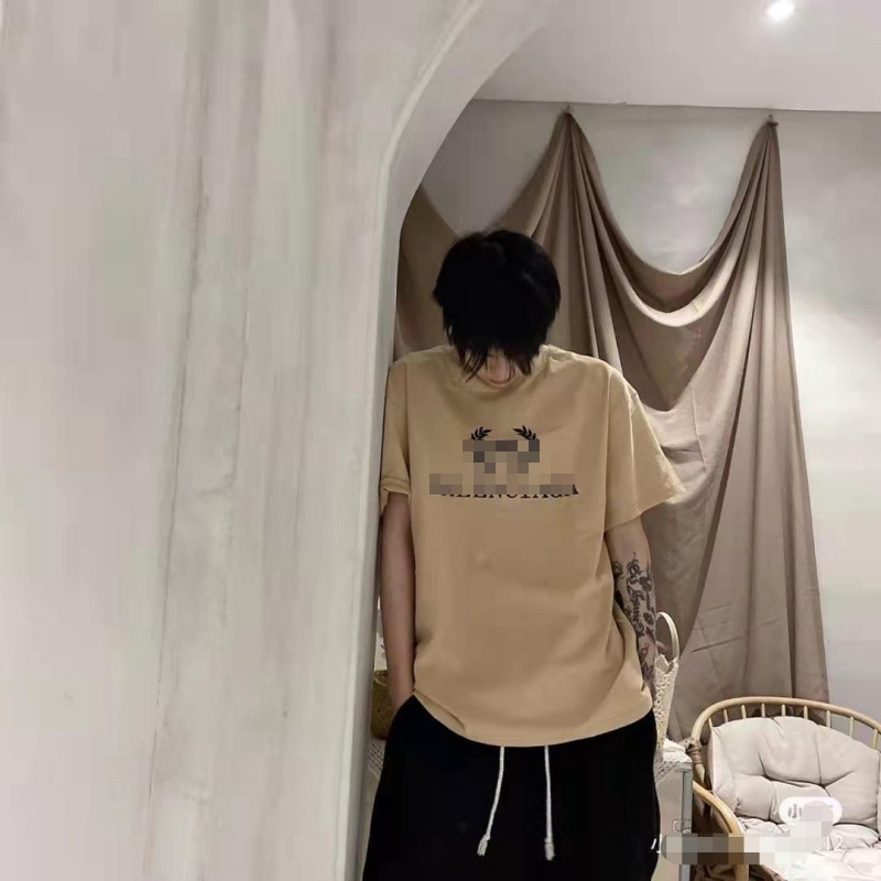 パリの新しいプリントレターファッション半袖男性と女性のためのルーズでスリムな小麦の穂Tシャツファミリーロゴ半袖|undefined