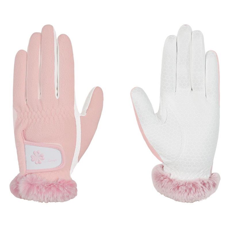 Guantes de golf para mujer otoño e invierno forrados de lana cálidos guantes antideslizantes de silicona antideslizante resistente al desgaste pantalla táctil 1 par
