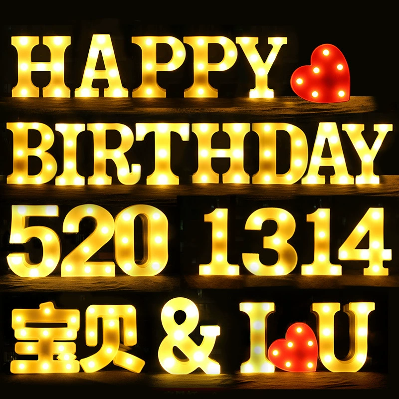 Хит-продажа INS26: маленькие английские буквы, светодиодный символ, свадебная декоративная лампа для коробки/сундука, лампа для предложения на день рождения