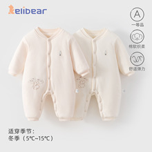 婴儿衣服秋冬男宝宝冬装薄棉哈衣新生儿夹棉保暖衣纯棉婴儿连体衣