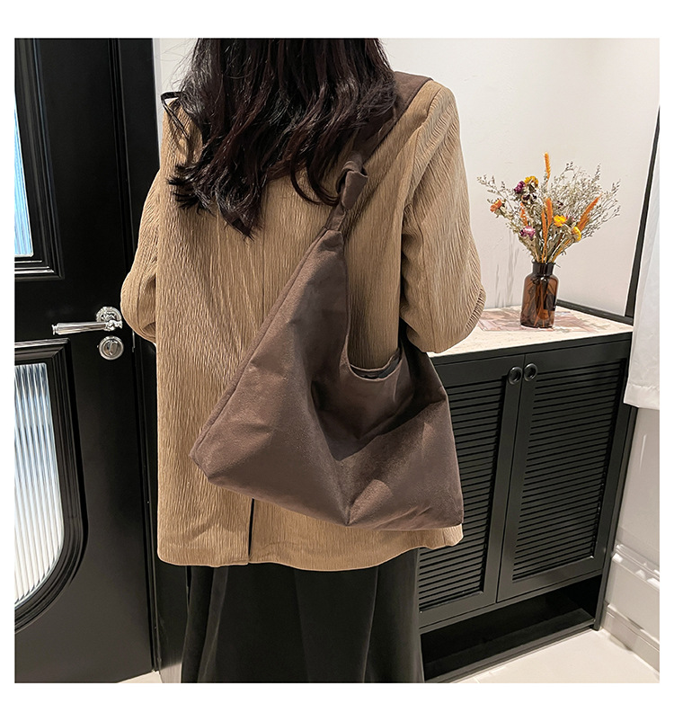 Cross-border suede large bag for women 2024 New style fashionable retro frosted tote bag for autumn and winter work and commuting bucket bag undefined
