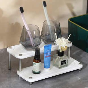 Trapezoidal Double-layer Storage Cup Holder Wash Table Surface Absorbent Diatom Mud Soil Pad Hotel Household Mouthwash Cup Holder