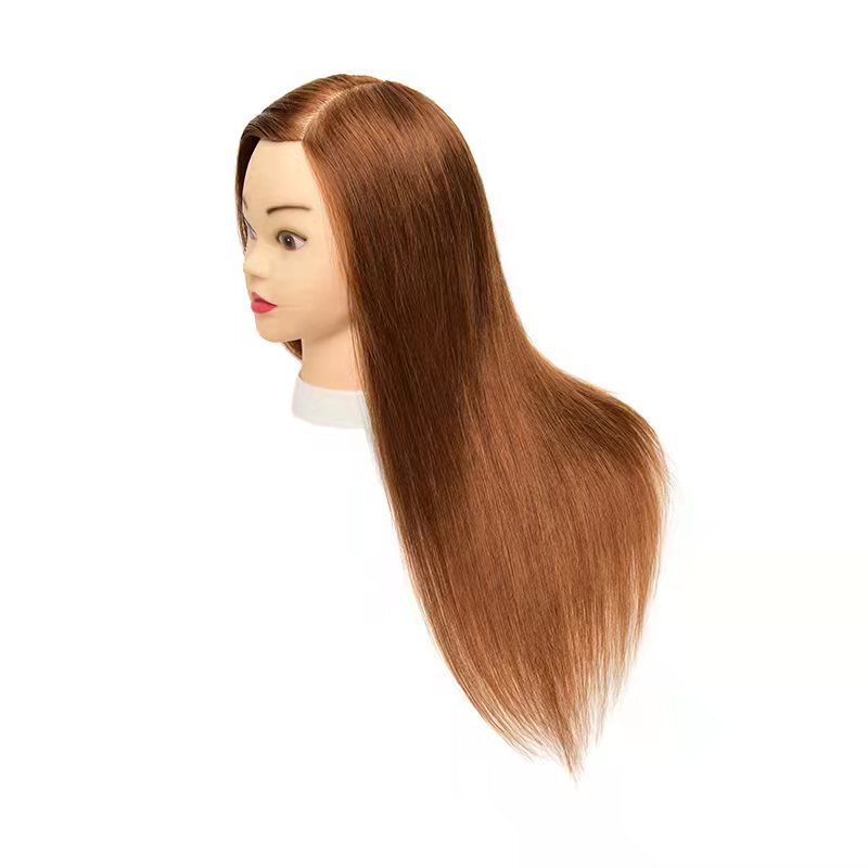 全本物の髪の髪のモデルの見習いは、髪を切ることを練習しています。|undefined