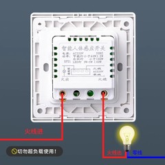 Infrared human body sensor switch panel 86 type 220v corridor corridor intelligent light control LED light delay switch