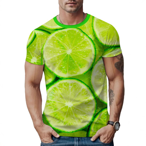 New 2025 Amazon AliExpress 3D Printed T-shirt for Men Short Sleeve Casual Fruit Funny Pattern Loose