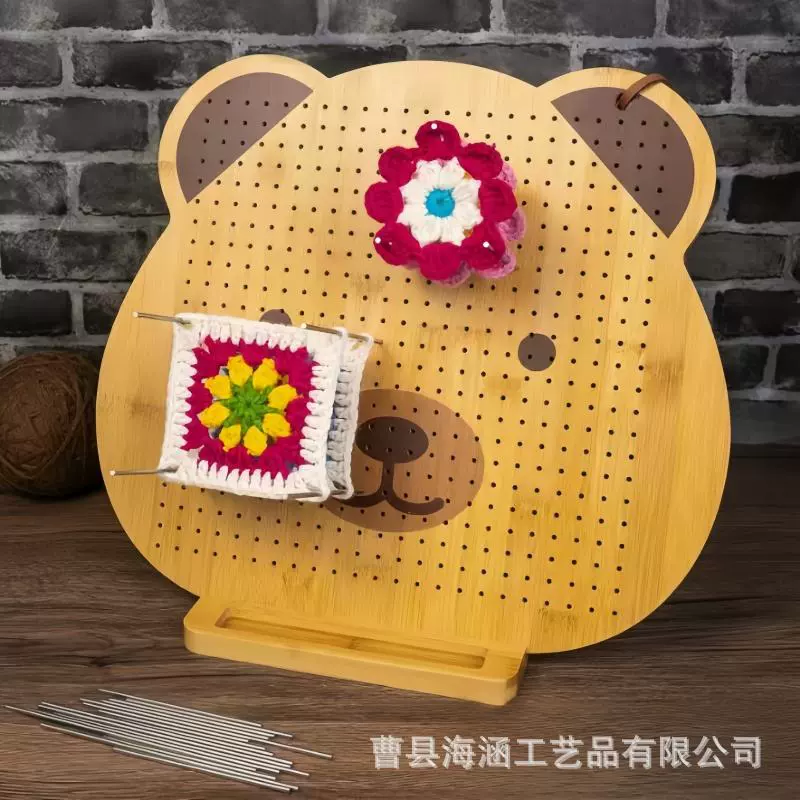 Бамбуковый и деревянный медвежонок плетеная доска с ручной вышивкой пластина с вывеской крестом