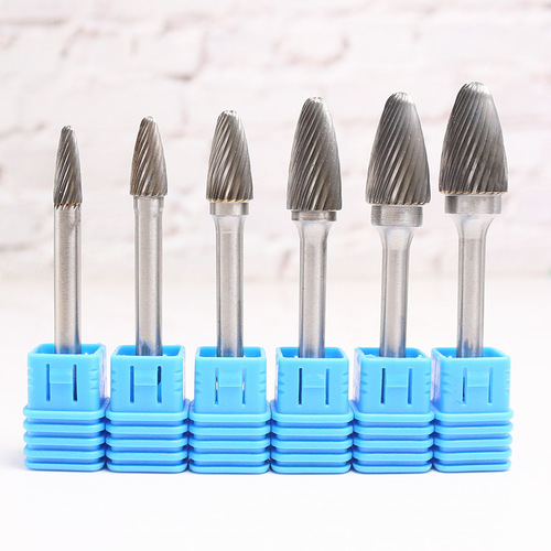 Carbide rotary file F type single and double grain tungsten steel grinding head metal jade wood root engraving and polishing electric grinding head